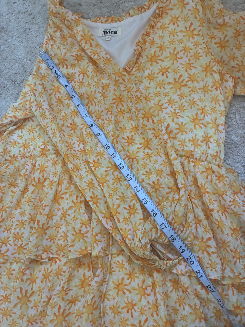 All Things Mochi Luz Yellow Floral Tiered Maxi Dress Size S - Picture 5 of 6